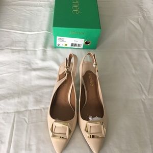 Women’s Sling Back Heel by JRenee, Sz 9.5M, beige